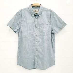 Hollister Gray White Geometric Print Casual Button Down Shirt Sz S